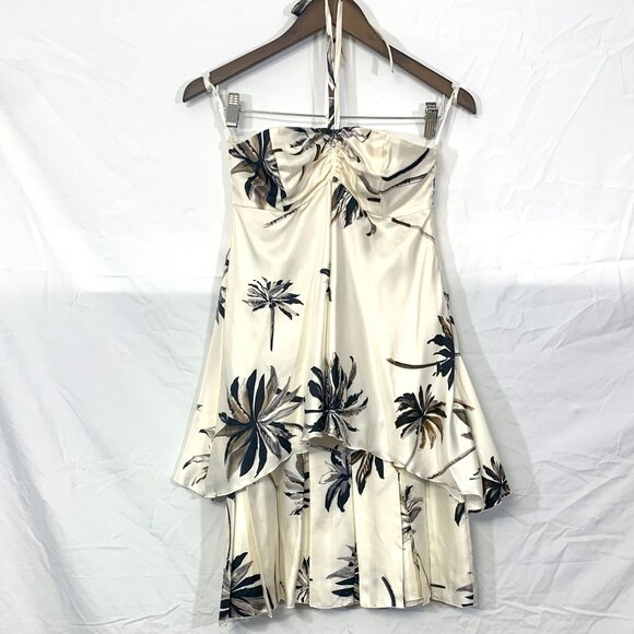White House Black Market Dresses & Skirts - White House Black Market Silk 2 pc Tropical Baby Doll Halter with Pleated Skirt